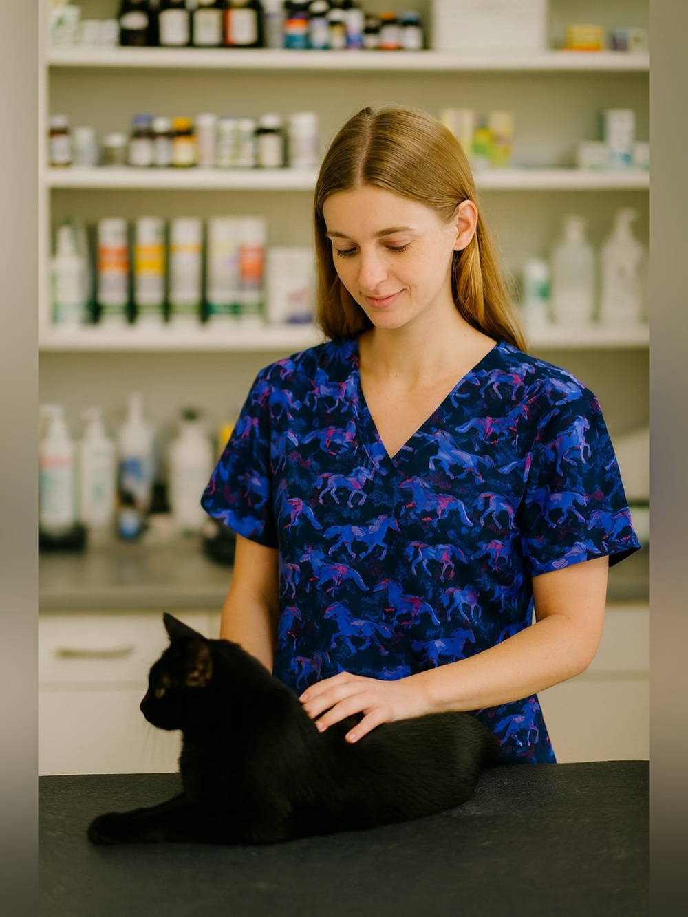 Carhartt Scrub Top with Horse Print